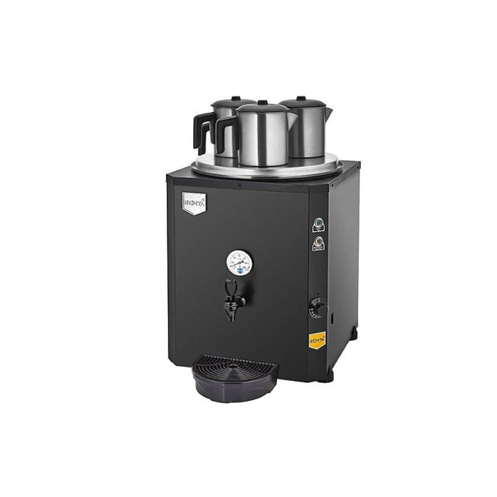Remta DE10 Jumbo Çay Makinesi, 3 Demlikli, 40 L, Elektrikli, Siyah 5658 Remta DE10 Jumbo Çay Makinesi, 3 Demlikli, 40 L, Elektrikli, Siyah 5658